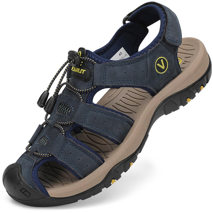 FLARUT Sandalen Herren Outdoorsandalen Sommer Wanderschuhe Trekkingsandalen Leder Strand Wandersanda