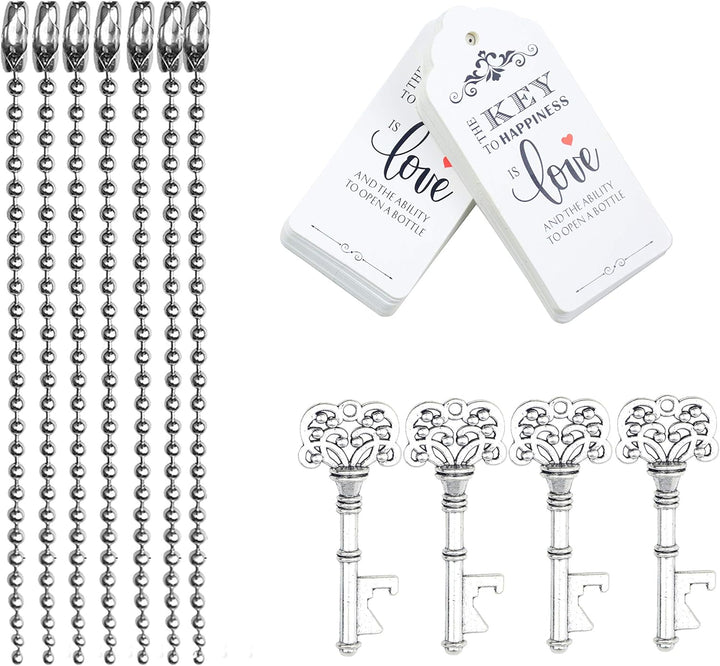 Aokbean 52pcs Vintage Skelett Schlüssel Flaschenöffner Hochzeits Geschenk Set mit Danke Tag und Schl