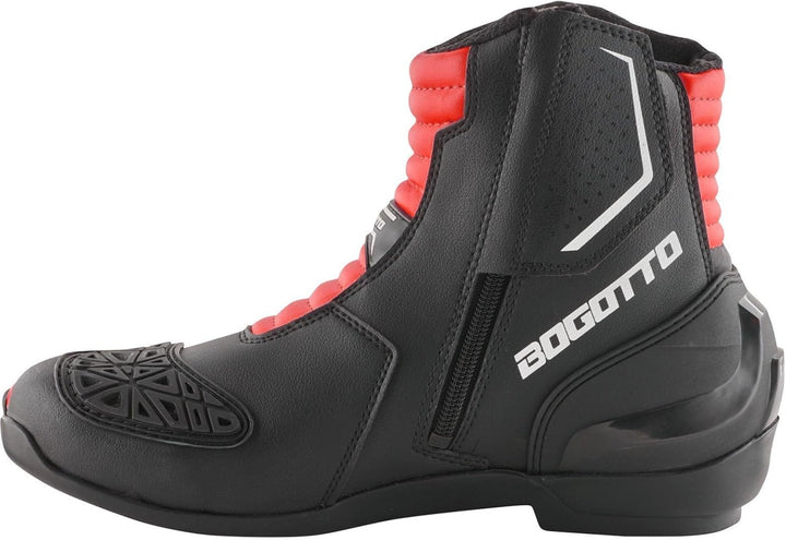 Bogotto Cartagena perforierte Motorrad Stiefel, schwarz/weiss/rot, 43 43 EU Schwarz Weiss Rot, 43 EU