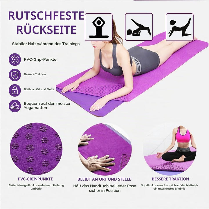 Morbuy Mikrofaser Hot Yoga Handtuch, Yoga Mat 183x63cm rutschfest Fitnesstuch Weich Atmungsaktiv Ant