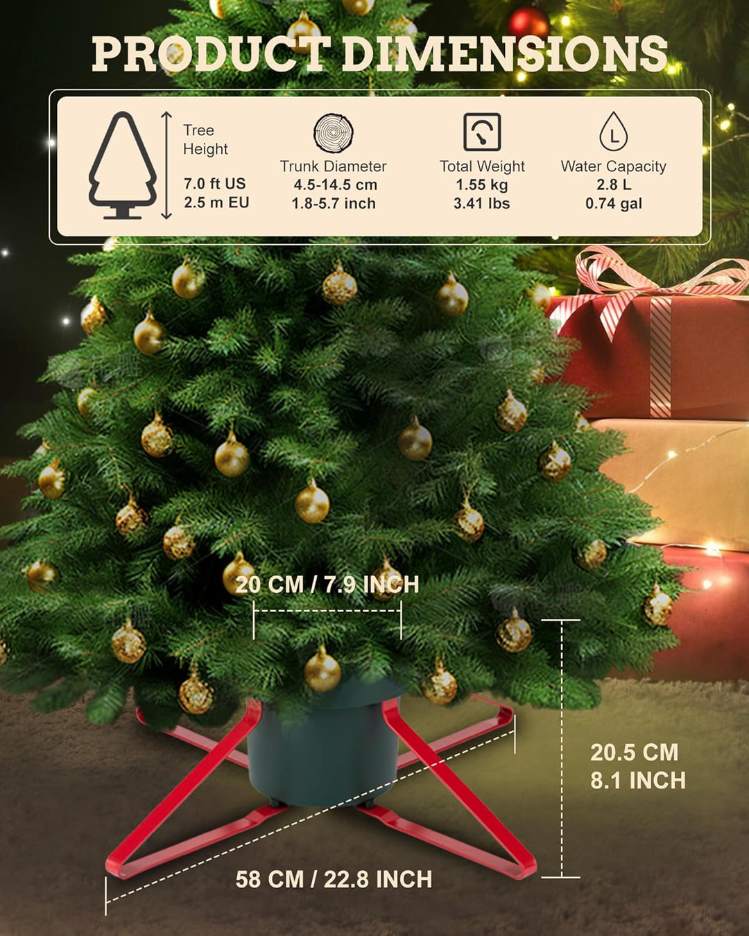 PUDO Christbaumständer Weihnachtsbaumständer Tannenbaumständer mit Wassertank: Baumständer Weihnacht