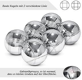 Homewit Personalisierte Boule Set, 6 Metall Kugeln mit Gravur, Boccia & Petanque Outdoor Spiel mit T