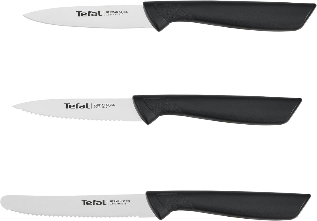 Tefal K2733S Colorfood Messerset 3-teilig | Universalmesser (10 cm)/Schälmesser (8 cm) gezahnt, Schä