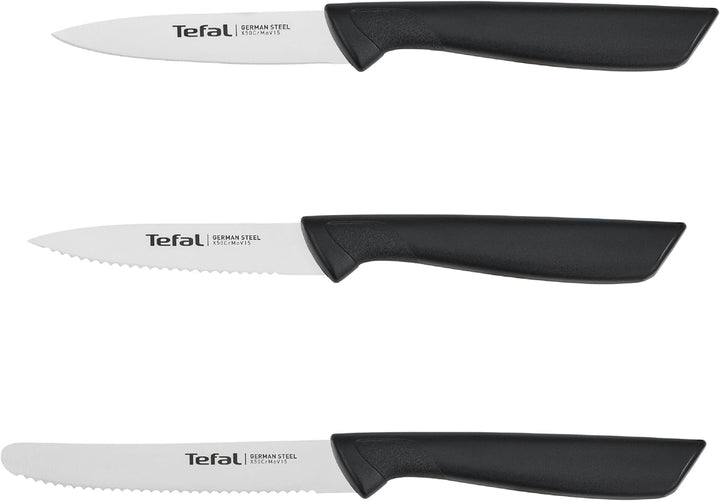 Tefal K2733S Colorfood Messerset 3-teilig | Universalmesser (10 cm)/Schälmesser (8 cm) gezahnt, Schä
