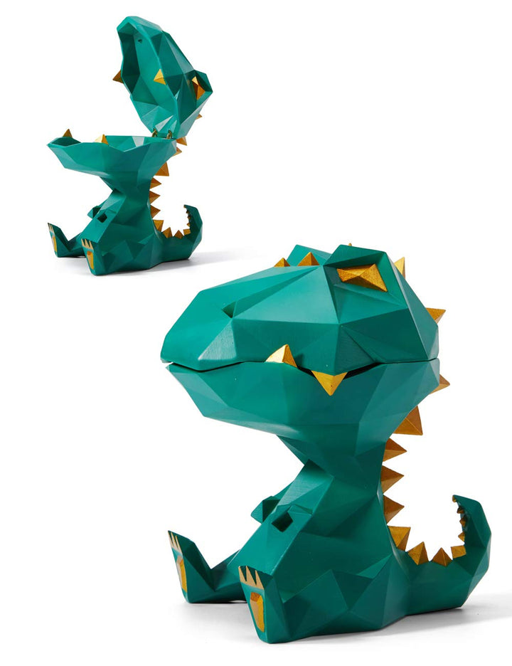 HAUCOZE Dinosaurier Keksdose Modern Arts Figur Tier Geschenk Dekor Polyresin Grün 18cm, Grün