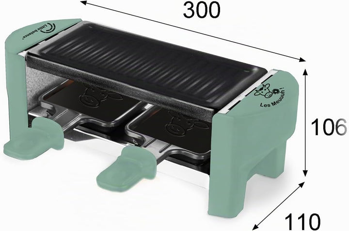LITTLE BALANCE 8746 Raclette 2 Meuuuh...!, Raclette-Gerät für 1/2 Personen, abnehmbarer Grill, 2 Spa