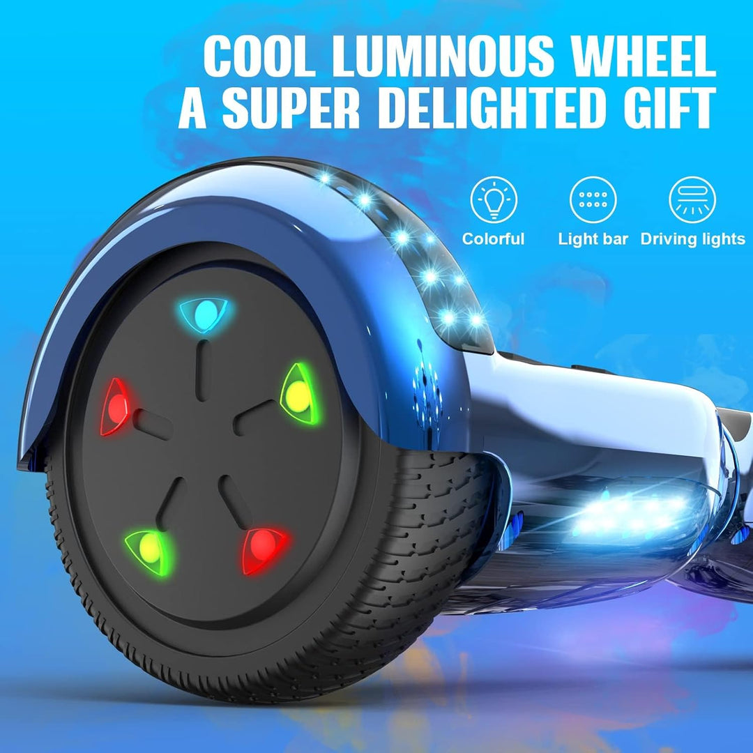 GeekMe Hoverboards 6.5”Zweimotoren 2-Rad-Hoverboards Hoverboards mit LED-Leuchten Bluetooth, Blue