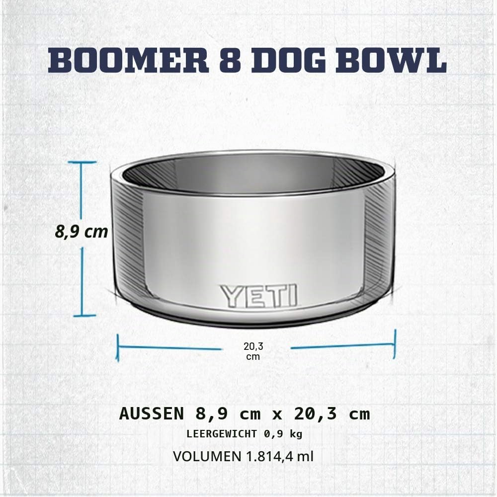 YETI Boomer 8 Hundenapf, Edelstahl, rutschfest, Fassungsvermögen: 1,8 l, Seafoam 3.5x8 Inch (Pack of