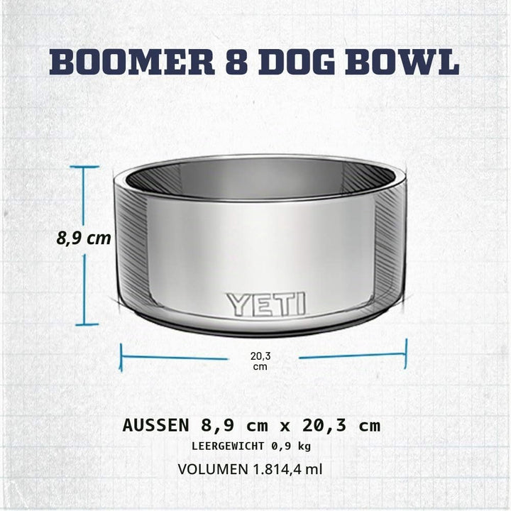 YETI Boomer 8 Hundenapf, Edelstahl, rutschfest, Fassungsvermögen: 1,8 l, Seafoam 3.5x8 Inch (Pack of