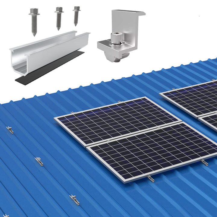 Solarmodul Alu Halterung,Montageschiene Solarmodule Panel Befestigungsschiene Trapezblech Dachhalter