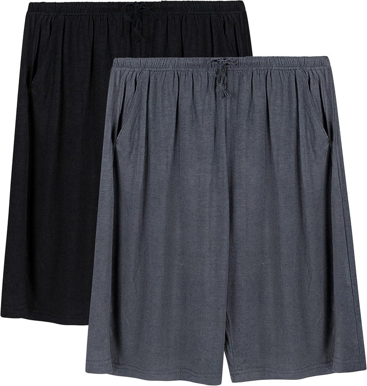 Chalier Cozy 2er Pack Pyjamahose Herren Kurz Modal Schlafanzughose Weich Verstellbare Taille, Beidse