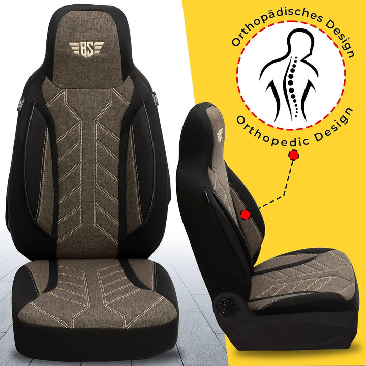 BREMER SITZBEZÜGE Mass Sitzbezüge Schonbezüge für Skoda Kamiq PLKT212 PLKT212 - Schwarz/Braun Kamiq,