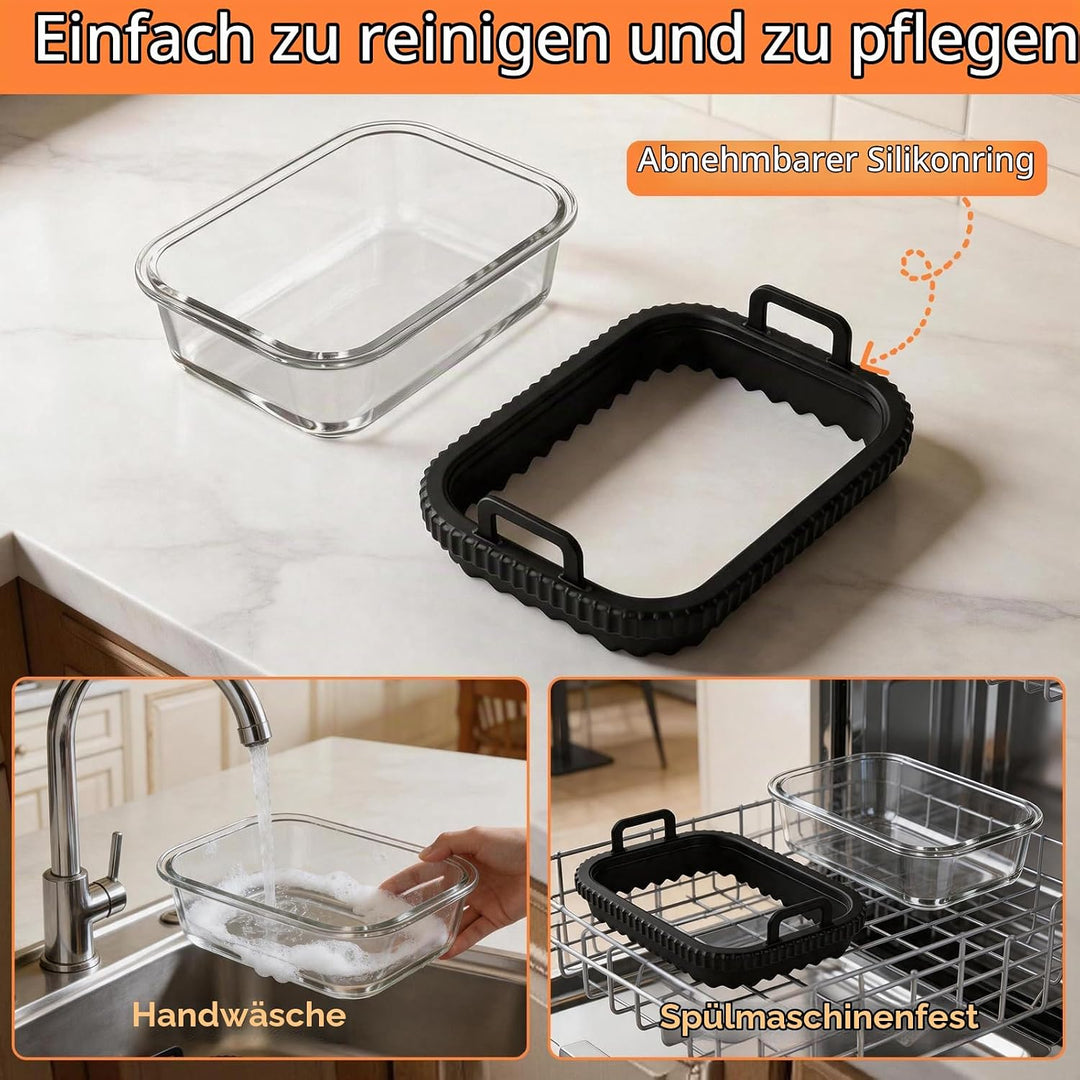 2 Stück Auflaufform Airfryer mit Herausnehmbarer Silikongriffen für Ninja AF400EU/DZ400EU/AF500EU fü