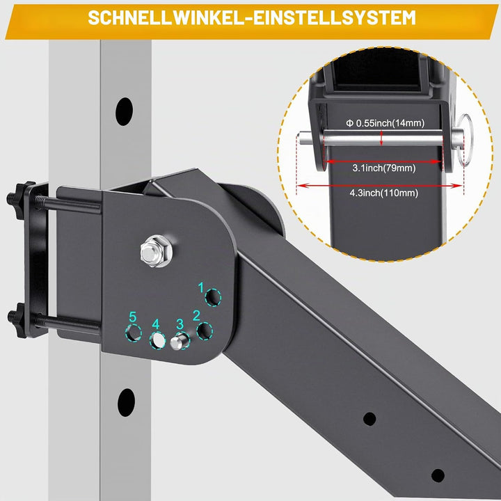 Kipika Power Rack Jammer Arms – Verstellbare Höhe & Winkel Hebelarmsystem für Power Cages mit 1,6 cm