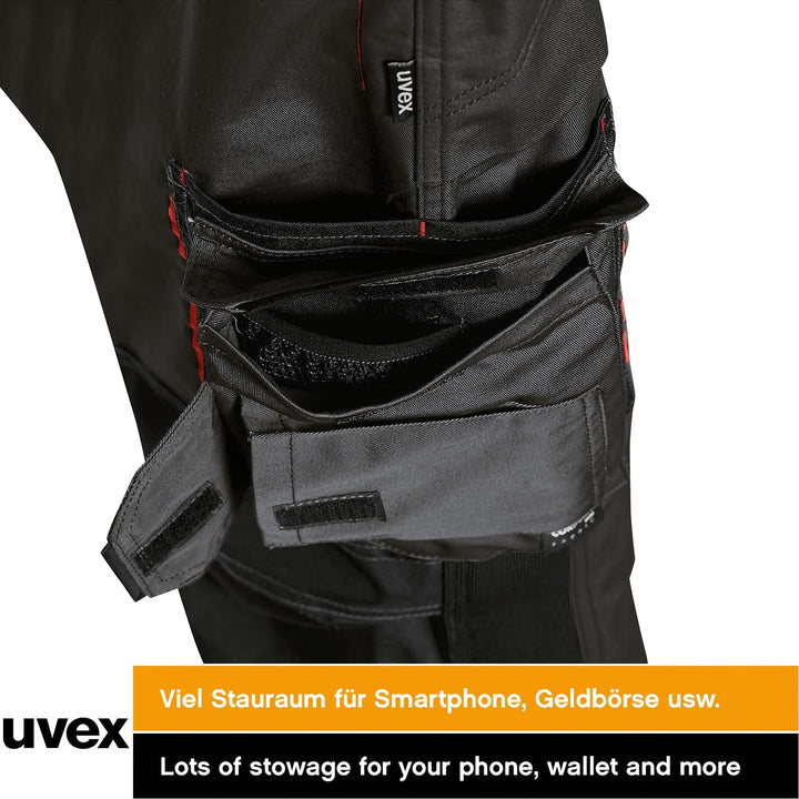 uvex Tune-up Herren-Arbeitshose lang - Männer-Arbeitshosen mit Stretch-Bund - Bundhose mit Kniepolst