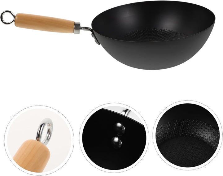 MAGICLULU Kleiner Schmiedeeiserner Wokpfanne 24cm ohne Beschichtung für Induktionsherd Hitzebeständi