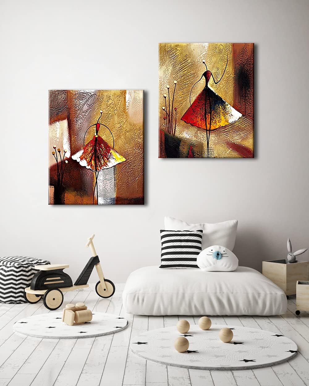 Wieco Art ölgemälde auf Leinwand, 2 Balletttänzerinnen, Kunstwerk, Moderne Deko, 100% handbemalt, Ze