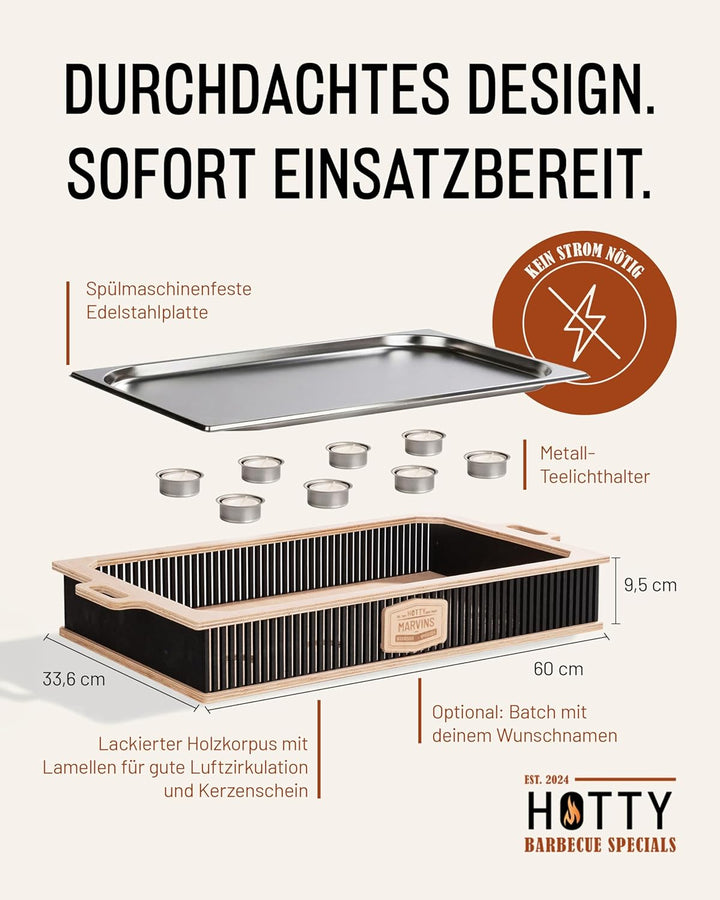 INEXTERIOR – Hotty Legacy Warmhalteplatte zum Grillen – BBQ Warmhaltebehälter für Speisen – Grillgut