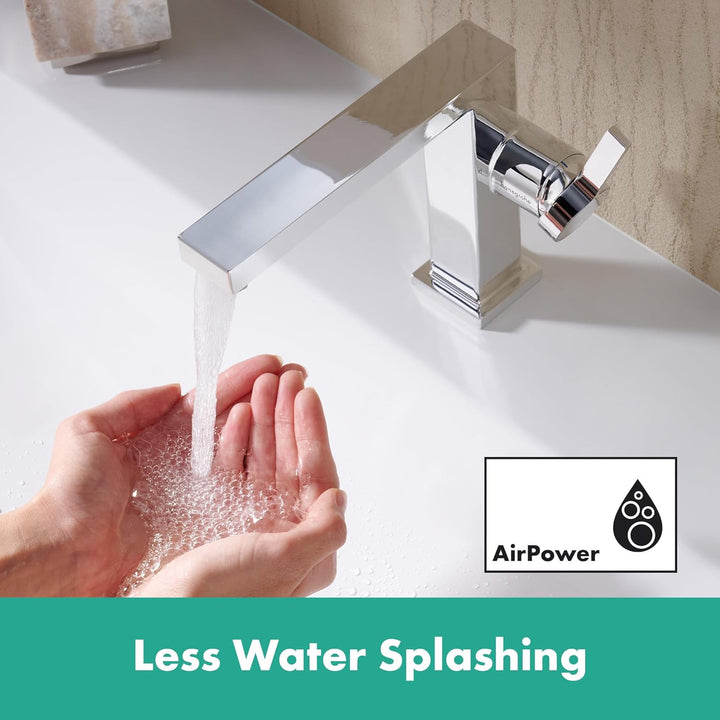 hansgrohe Tecturis E - Waschtischarmatur mit Zugstangen-Ablauf, energiesparend (CoolStart), Wasserha
