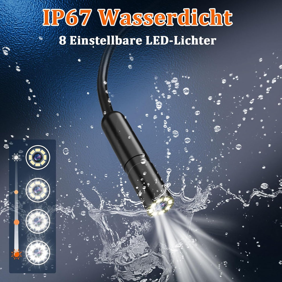 Endoskopkamera mit Licht Ferdiiz, 1080P HD Inspektionskamera mit 4,3-Zoll-IPS-Bildschirm, IP67 wasse