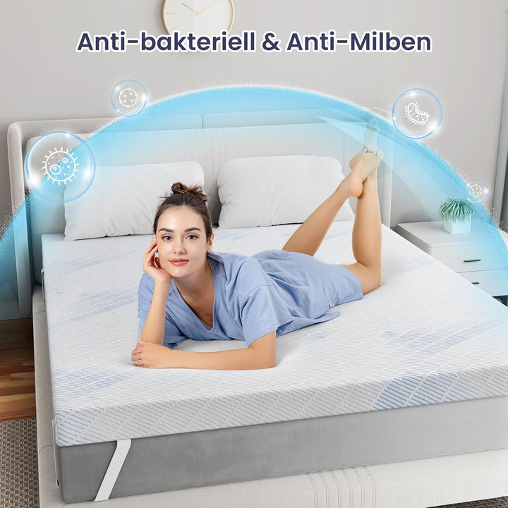 BedStory Gel Topper 90x200cm 10cm Höhe Matratzentopper aus Gel Memory Foam，H3&amp;H4 Gel Schaum Bambus T