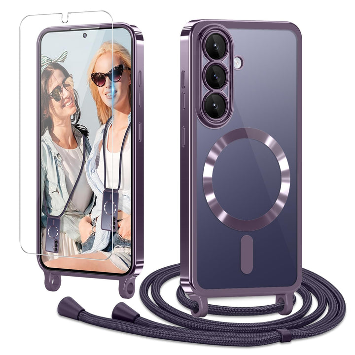 Handyband für Samsung Galaxy S26 Hülle mit Band + 1 Stück Glas Schutzfolie Transparent Silikon Handy