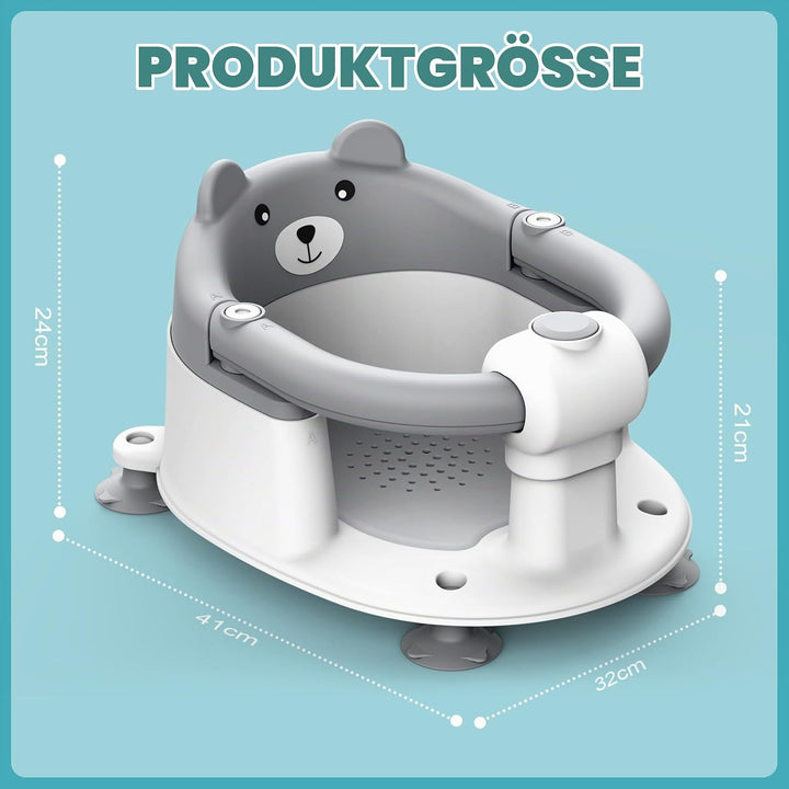 Highbird Badewannensitz Baby ab 6 Monate, Rutschfester Badesitz mit 4 Starken Saugnäpfen und Weichem