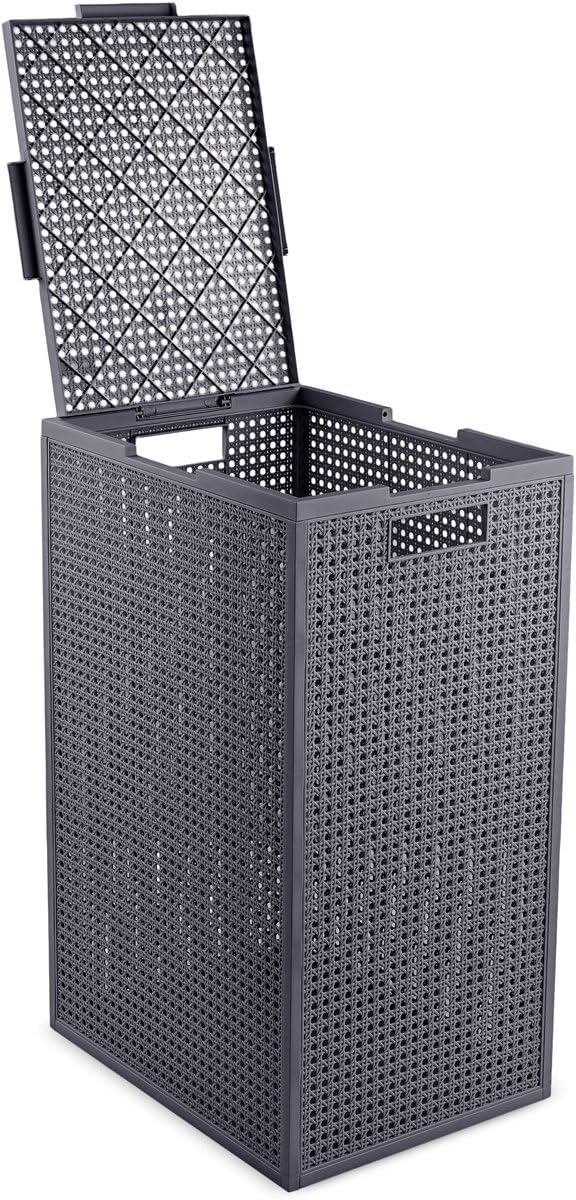 Curver Kaya Wäschekorb mit Deckel – 2er-Set – je 60 Liter – 38×29×58,5 cm – Anthrazit – Kunststoff –