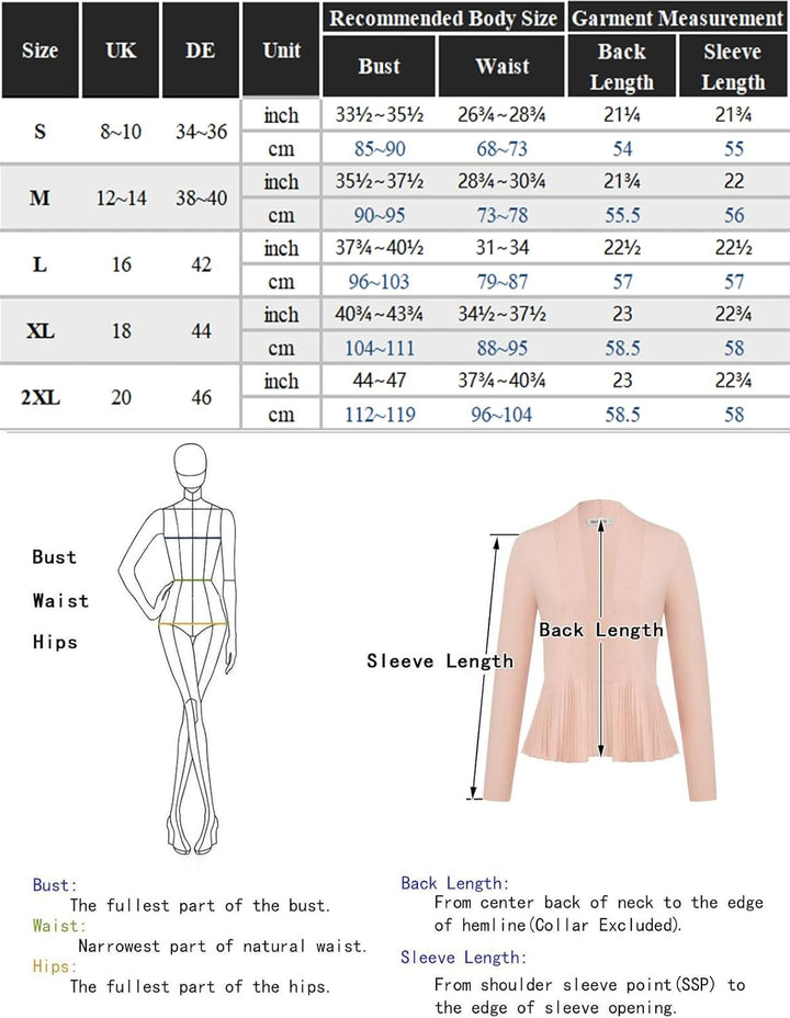 GRACE KARIN Damen Strickjacke Leicht lange Ärmel Candigan offene Vorderseite Bolero mit Raffung Eleg