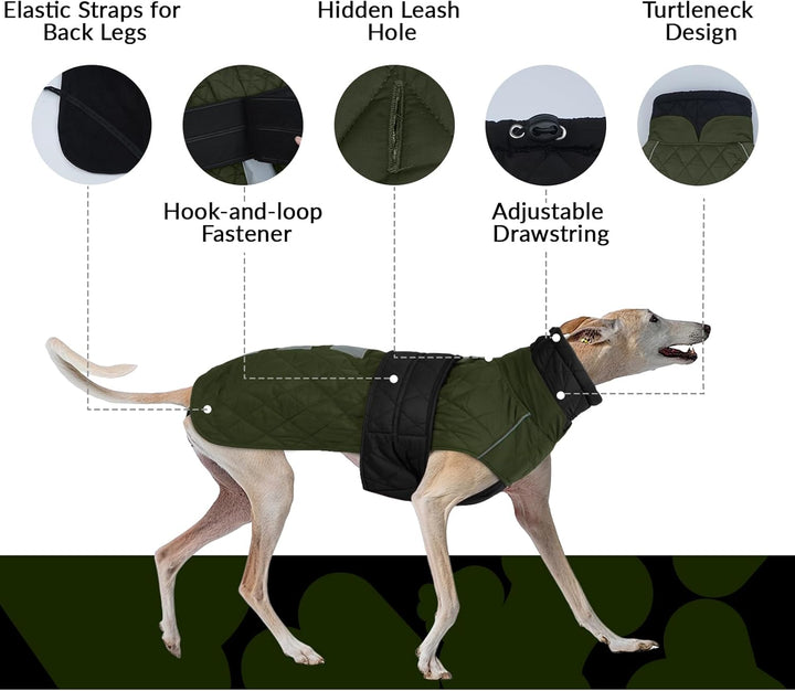 Wasserdichter Windhundmantel, Wasserdichter Winddichter Jacken für Windhund Rollkragenpullover Fleec