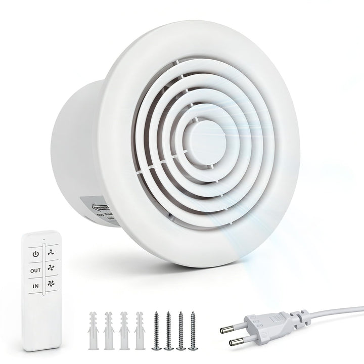 Badlüfter 100mm,2 Richtungen,3 Geschwindigkeiten,100M³/H,Ipx4 Waterproof,Mit Fernbedienung,15W Leise