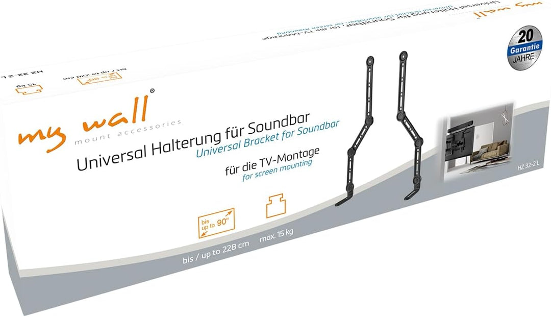my wall Universal Soundbar-Halterung HZ32-2L – Soundbar TV Halterung, für Bildschirme bis 90 Zoll, P