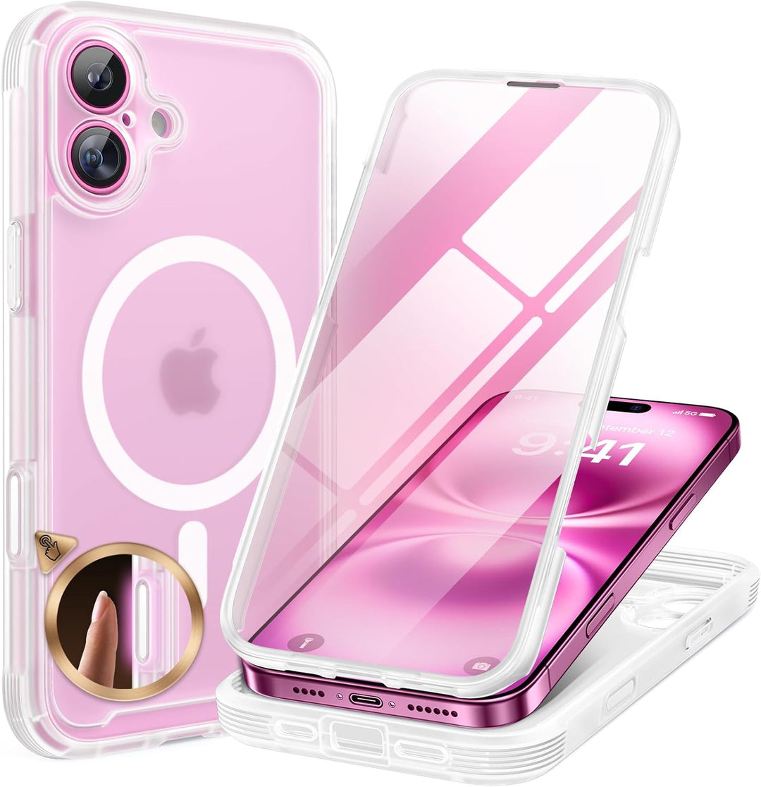 Miracase 360 Grad für iPhone 16 Plus Hülle mit Magsafe, Komplettschutz HandyHülle Magnetisch Stossfe
