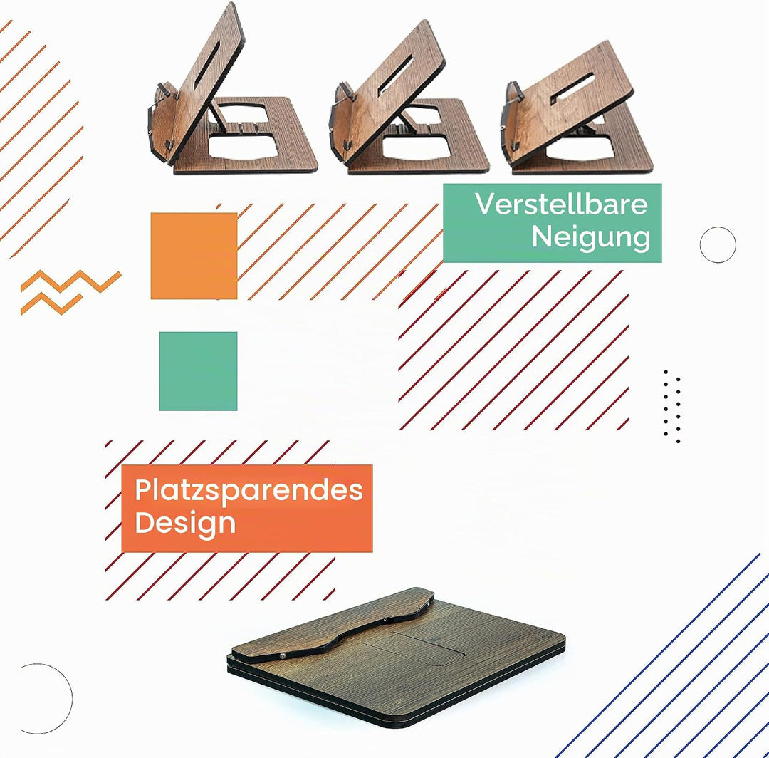Vigo Wood Buchständer, Rezeptbuchständer, Kochbuchständer für die Küche, Bücherständer für die Anzei