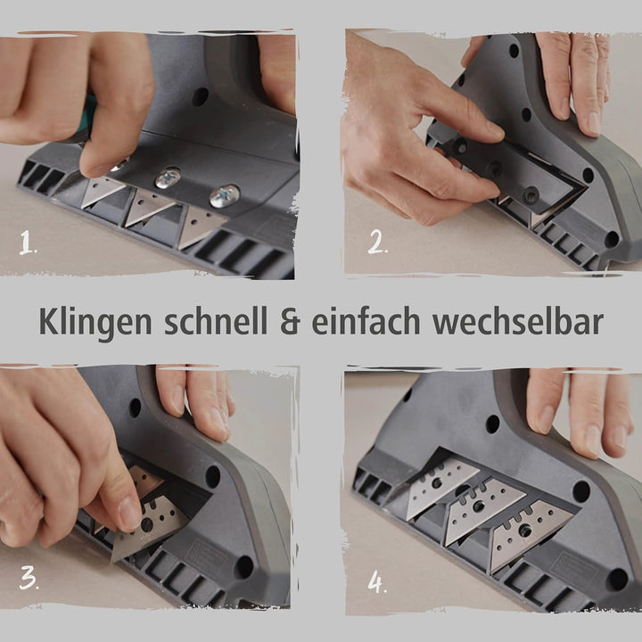 wolfcraft 3-fach Kantenhobel 4009000 – Trockenbau Hobel mit Dreifachklinge zum Anschrägen von Kanten