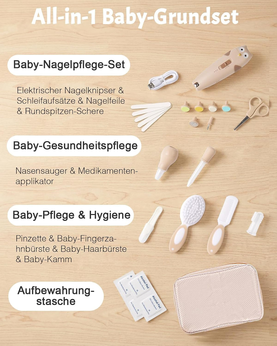 Lictin Baby Nagelfeile Elektrisch, Elektrische Nagelfeile mit 6 Schleifkopf, 25 in 1 Baby Nagelset m