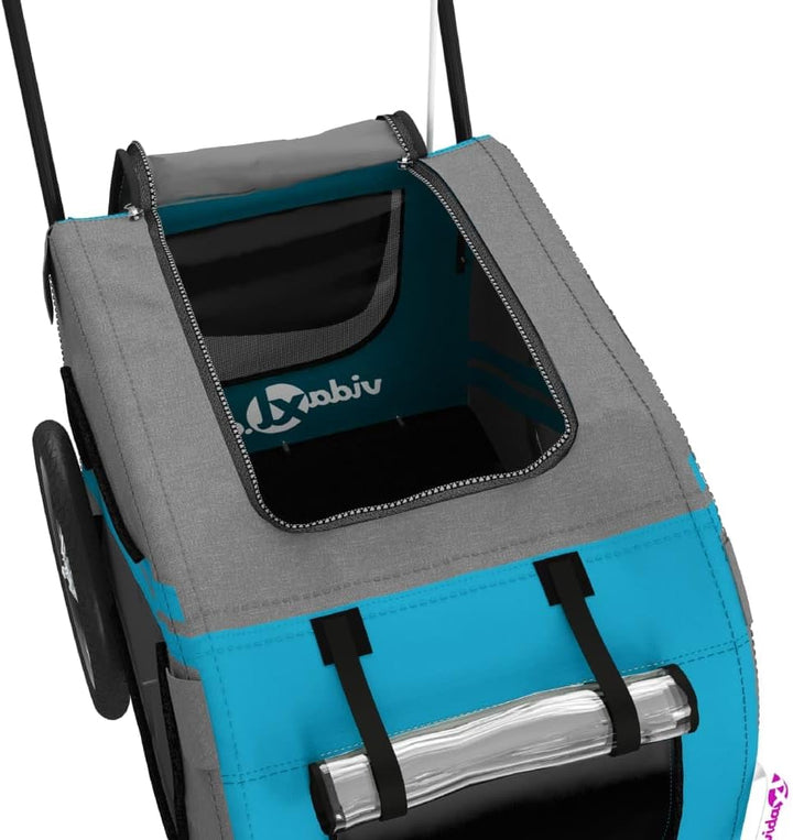 vidaXL Fahrradanhänger Hunde Hundeanhänger Hundetransporter Oxford-Gewebe Eisen Blau 122 x 52 x 53 c