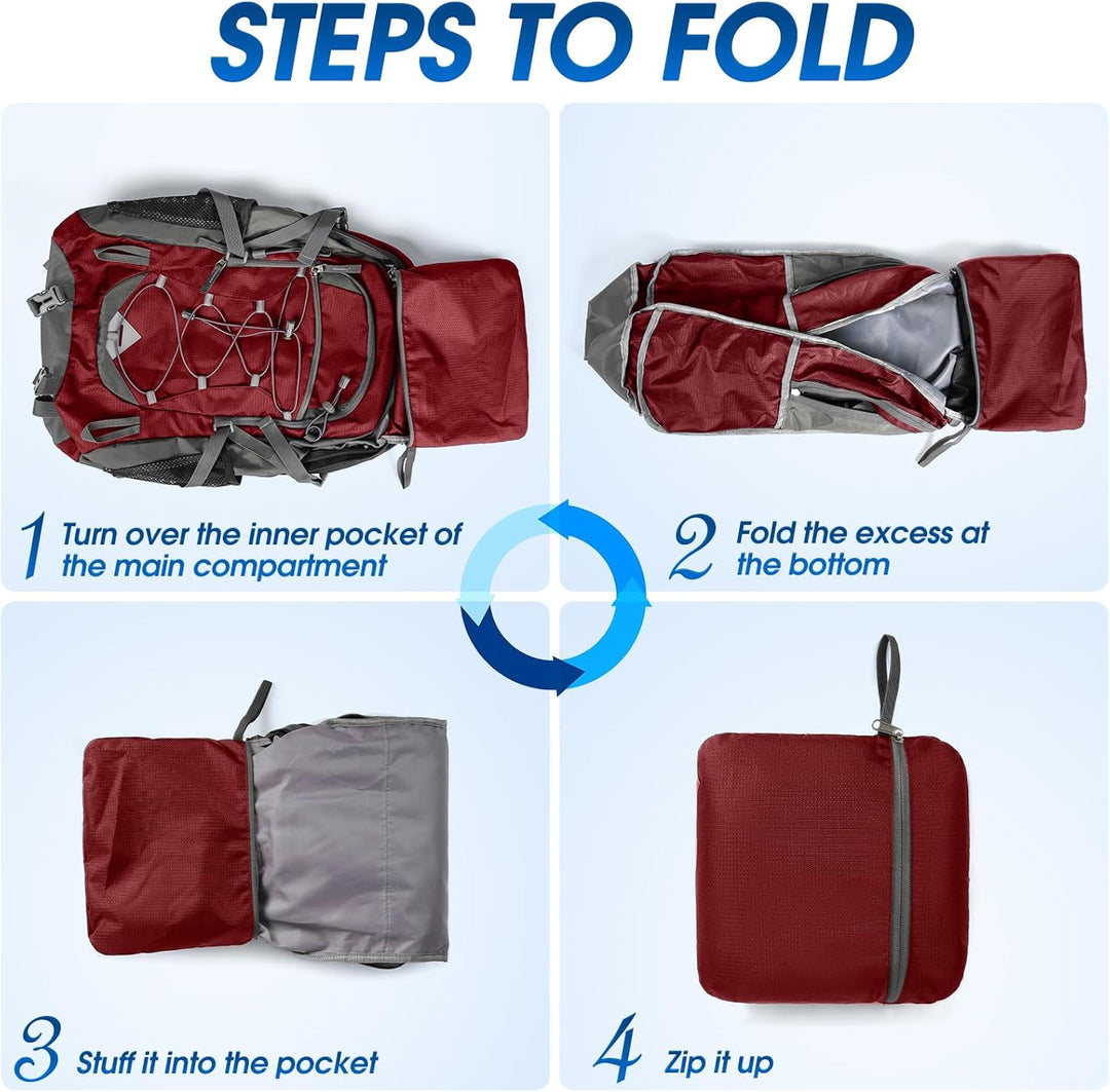 IGOLUMON Wanderrucksack Herren Damen 40L Wasserdichter Rucksack Leicht Faltbarer Reiserucksack Trekk