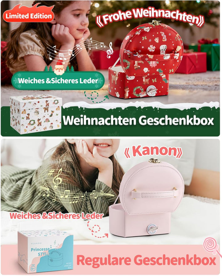 Vlando Schmuckkästchen Mädchen mit Spieluhr, Schmuckkasten Kinder mit Drehendem Ballerina & Spiegel,