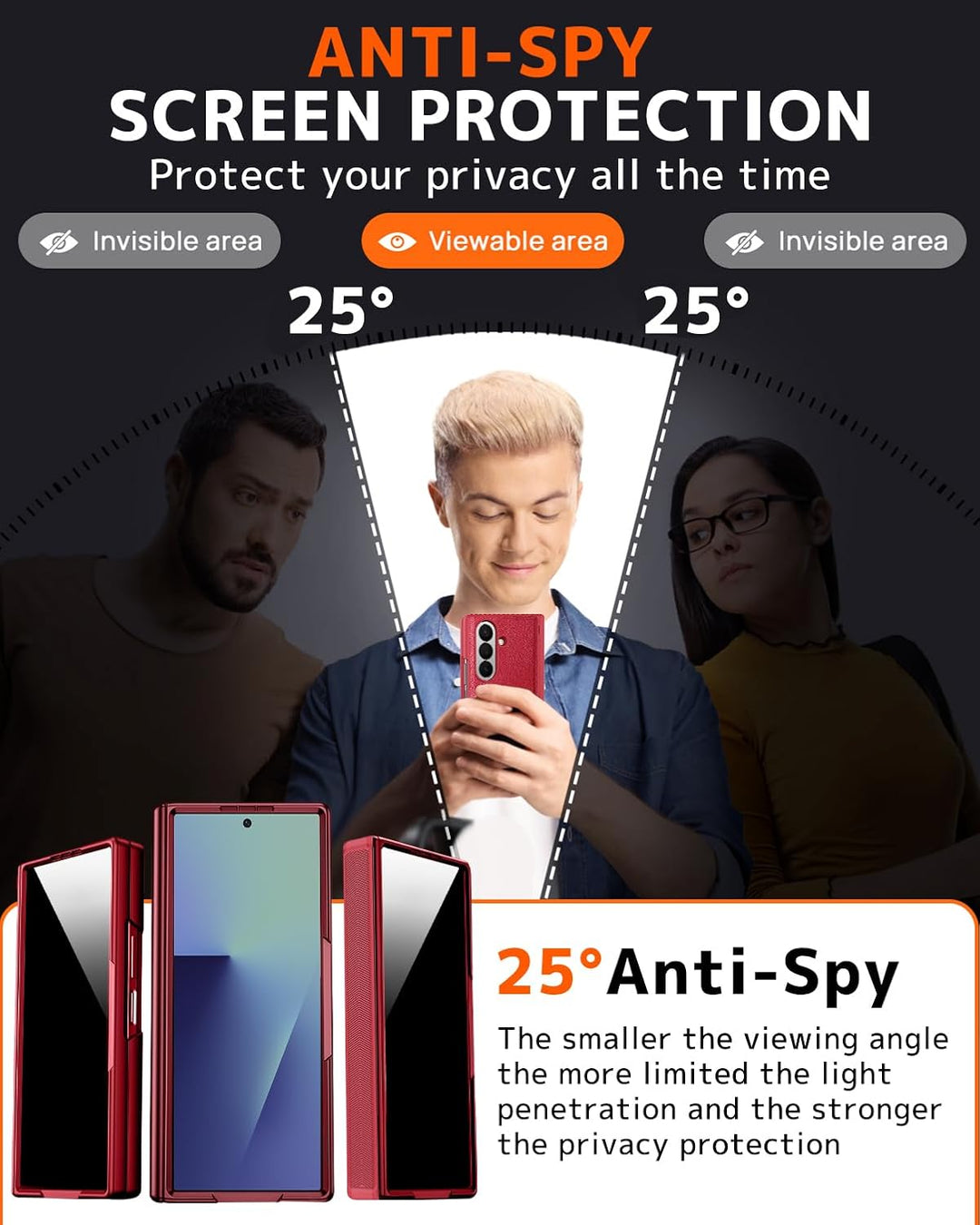 NINKI für Samsung Galaxy Z Fold 7 Hülle mit Privacy Screen Protector Magnetic ständer, Scharnier han