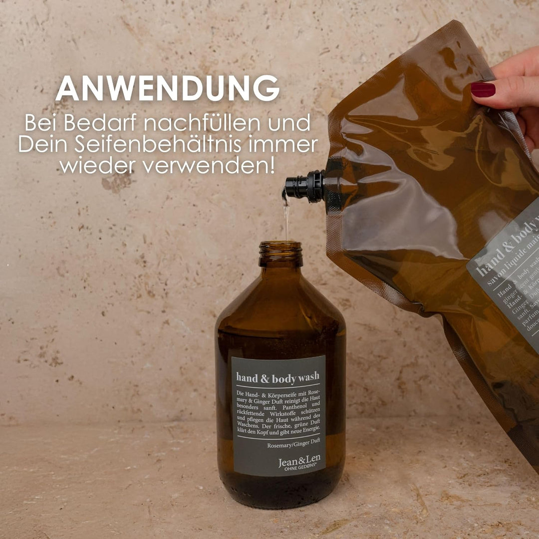 Jean &amp; Len Hand &amp; Body Wash Rosemary und Ginger, mit reinigt pflegt die Haut, ohne Parabene, Silikon