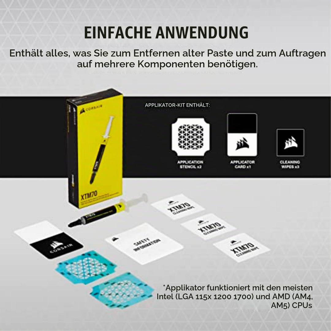 Corsair XTM70 Extrem leistungsstarke Wärmeleitpaste, 3 g für Intel- und AMD-Prozessoren bis zu 250 W