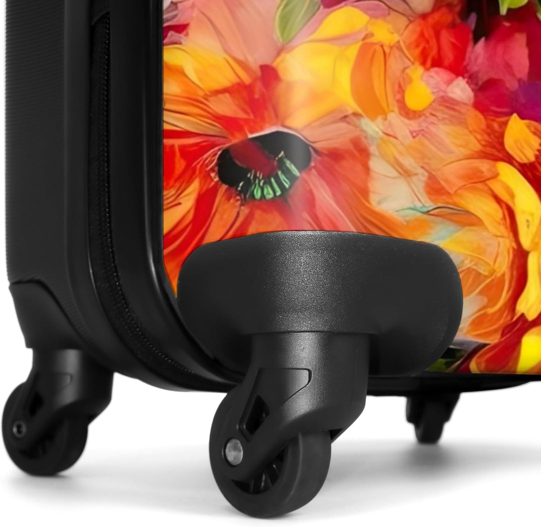 NoBoringSuitcases.com® Koffer Handgepäck Trolley Rollkoffer Kleine Reisekoffer mit 4 Rollen - Blumen