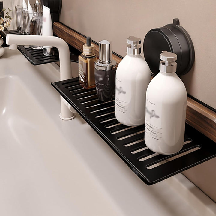 Waschbeckenregal über Wasserhahn mit Saugnapf, Walnuss-Regal für Badezimmer, Hängend Duschablage, Ba