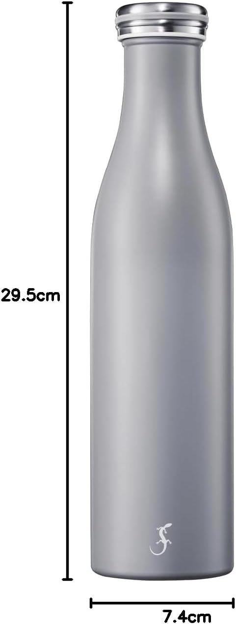 LURCH Edelstahl-Isolierflasche 0,75 l in Jura grey - Perfekt für jede Aktivität, Jura Grey