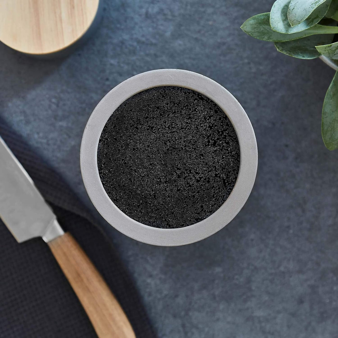 SPRINGLANE Universal Beton Messerblock mit herrausnehmbarem Borsteneinsatz, Messerhalter Messerblock