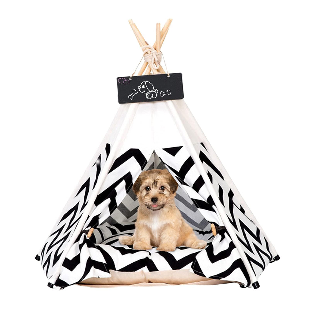 Tipi Zelt für Haustiere Hundezelt Katzenzelt 60x60x70cm Haustierzelte Häuser mit Doppelseitigem Kiss