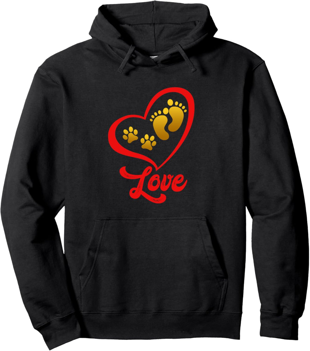 Ein Herz für Hunde Tierliebe Hundebesitzer Pfotenabdruck Pullover Hoodie