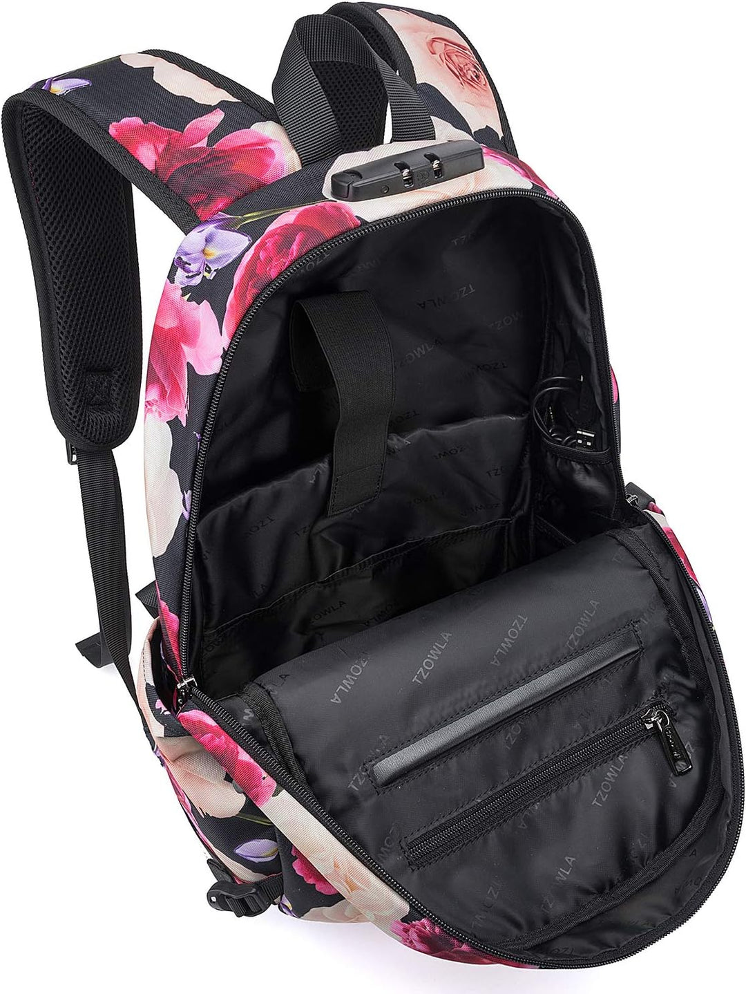 Tzowla Anti Diebstahl Laptop Rucksack für Herren,Rucksack Wasserdicht mit USB-Ladeanschluss und Schl