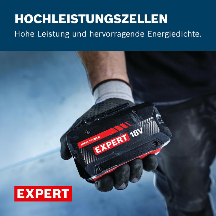 Bosch EXPERT 18V System Hochleistungs-Starter-Set: 2x EXBA18V-55 + 1x Schnellladegerät GAL 12V/18V-1